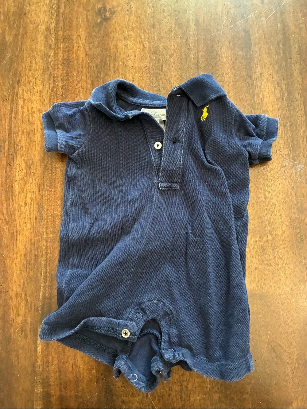 Polo Ralph Lauren Romper 3 Months Navy Blue Outfit Short minor fading
